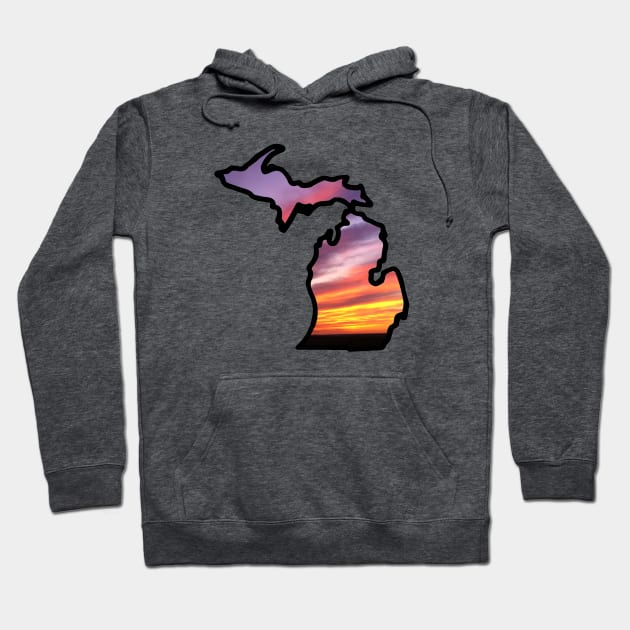 Michigan Mitten with Sunset Background Hoodie by oggi0